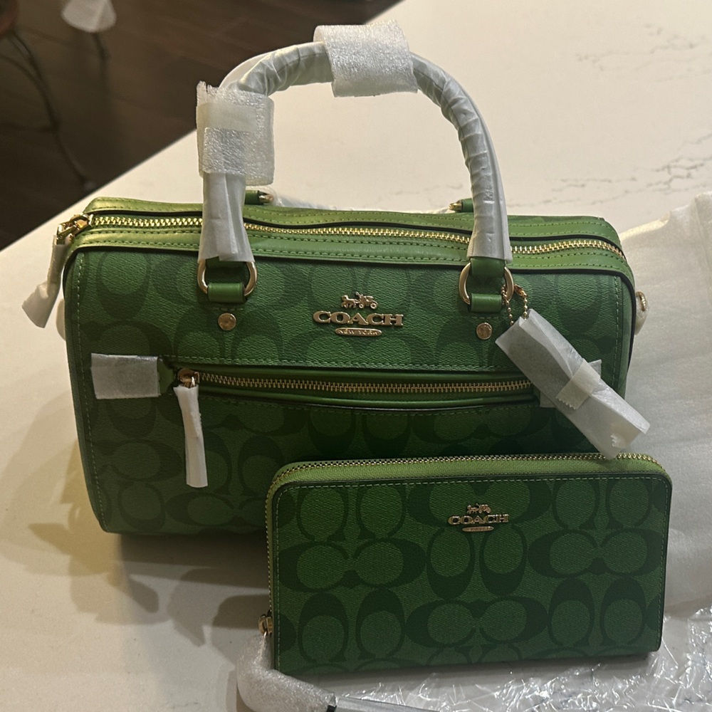 Coach Green Satchel and Wallet Set